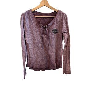 Harley Davidson Purple Long Sleeve Shirt Eagle Graphic Women's Size M Tshirt